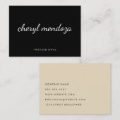 Ausgeklügelter schwarz beigefarbener kursiver Text Visitenkarte (Vorne/Hinten)