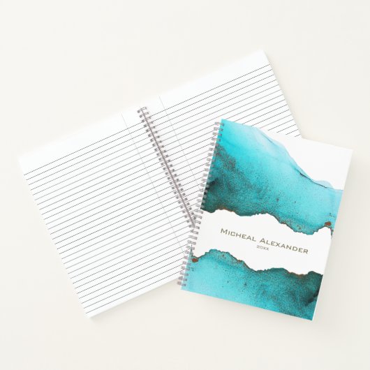Ausgeklügelter türkisfarbener Abstrakter Individue Notizblock (Innenseite)