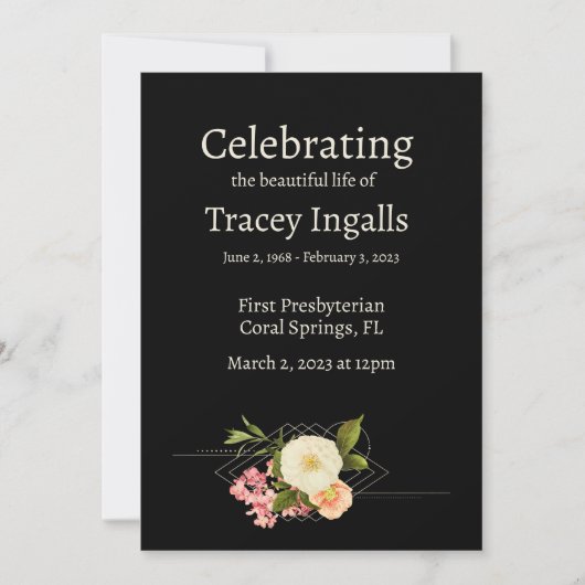 Ausgeklügeltes Begräbnisprogramm Einladung (Vorderseite)