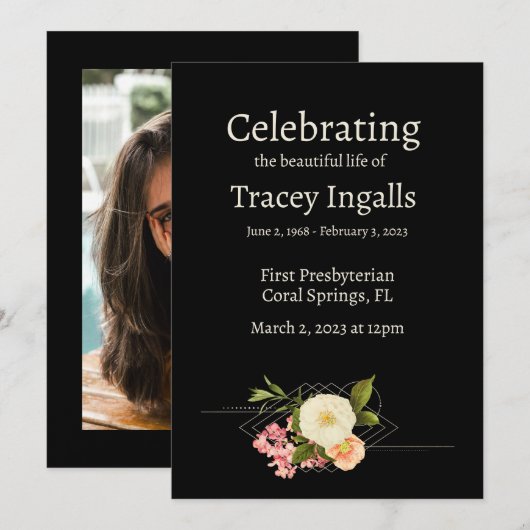 Ausgeklügeltes Begräbnisprogramm Einladung (Vorne/Hinten)