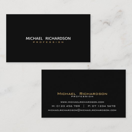 Ausgeklügeltes Black Gold White Beruflich Visitenkarte (Vorne/Hinten)