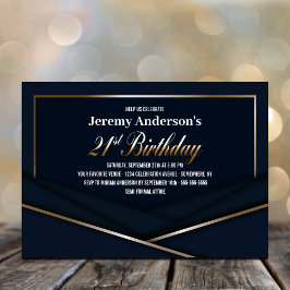 Ausgeklügeltes Blue Gold 21. Geburtstag Party Einladung