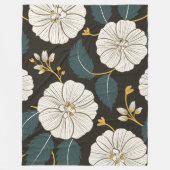 Ausgeklügeltes Blumenmuster mit weißen Blüten Fleecedecke (Vorderseite)