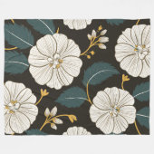 Ausgeklügeltes Blumenmuster mit weißen Blüten Fleecedecke (Vorderseite (Horizontal))