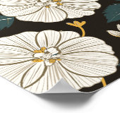 Ausgeklügeltes Blumenmuster mit weißen Blüten Poster (Ecke)