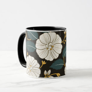 Ausgeklügeltes Blumenmuster mit weißen Blüten Tasse