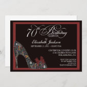 Ausgeklügeltes Blumenschuh 70. Geburtstag Einladun Einladung (Vorne/Hinten)