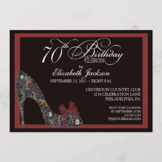 Ausgeklügeltes Blumenschuh 70. Geburtstag Einladun Einladung