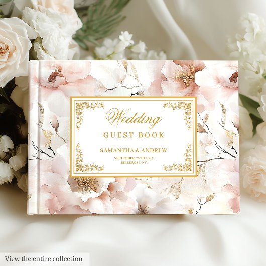 Ausgeklügeltes Blush Ivory Gold Wedding Guest Book Gästebuch
