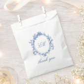 Ausgeklügeltes Classic Mnogram Wappen Blue Toile Geschenktütchen (Ausgeschnitten)