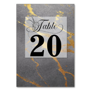 Ausgeklügeltes Grau mit Goldmarbling Tischnummer