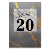 Ausgeklügeltes Grau mit Goldmarbling Tischnummer (Rückseite)