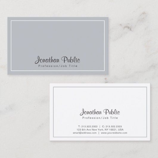 Ausgeklügeltes, grau-weiß-modernes Design Visitenkarte (Vorne/Hinten)