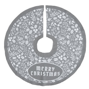 Ausgeklügeltes, grau-weißes Weihnachtsmuster Leinenimitat Weihnachtsbaumdecke