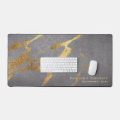 Ausgeklügeltes graues goldfarbenes Marmorbild Name Schreibtischunterlage (Tastatur & Maus)