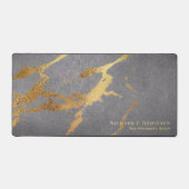 Ausgeklügeltes graues goldfarbenes Marmorbild Name Schreibtischunterlage (Vorderseite)