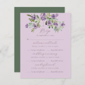 Ausgeklügeltes, klassisches Violet-Flora-Multierei RSVP Karte (Vorne/Hinten)