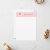 Ausgeklügeltes Monogramm Rosa Rosa Weiß einfach Mitteilungskarte (Vorderseite/Rückseite Beispiel)