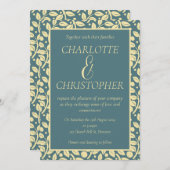 Ausgeklügeltes Muster aus dunkelblauem Creme Einladung (Vorne/Hinten)