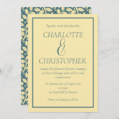 Ausgeklügeltes Muster aus dunkelblauem Creme Einladung (Vorne/Hinten)