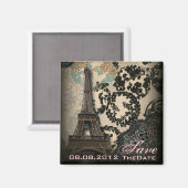 Ausgeklügeltes Paris Lace Save the Date Vintag Magnet (Vorderseite/Rückseite)