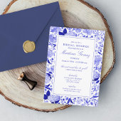 Ausgeklügeltes Royal Blue Floral Brautparty Einladung
