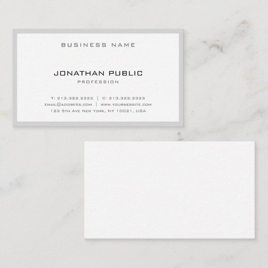 Ausgeklügeltes schlichtes Design Grau Weiß Minimal Visitenkarte (Vorne/Hinten)