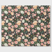 Ausgeklügeltes Schwarz-Pfirsichfarben Geschenkpapier (Flach)