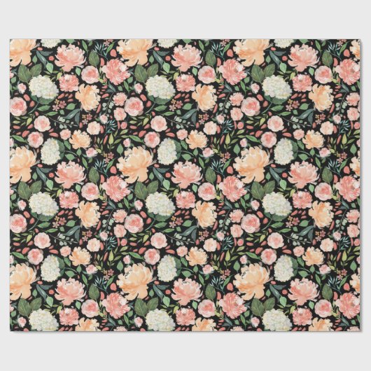 Ausgeklügeltes Schwarz-Pfirsichfarben Geschenkpapier (Flach)