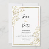 Ausgeklügeltes, tropisches Weißgold Save the Date Einladung (Vorderseite)