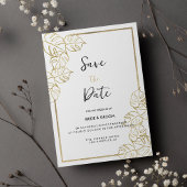 Ausgeklügeltes, tropisches Weißgold Save the Date Einladung