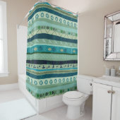 Ausgelöste grüne Töne Geometrisches Muster Duschvorhang (Beispiel)