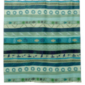 Ausgelöste grüne Töne Geometrisches Muster Duschvorhang (Vorderseite)