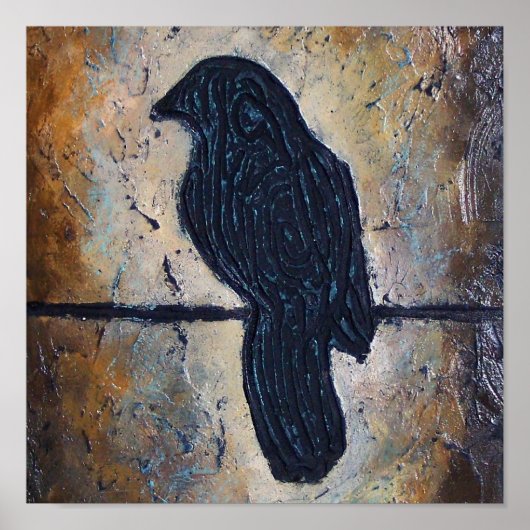 Ausgemeißelte Vögel auf einer Leitung Poster (Vorne)