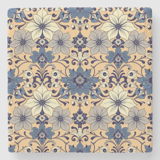 Ausgeprägtes Vintage-Fliesendesign Steinuntersetzer (Vorderseite)