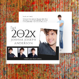 Ausgereifte Abschluss-Fotocollage Schwarz Mitteilungskarte