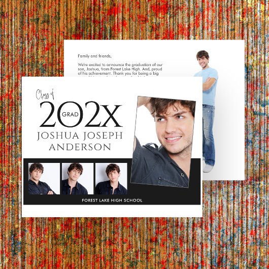 Ausgereifte Abschluss-Fotocollage Schwarz Mitteilungskarte