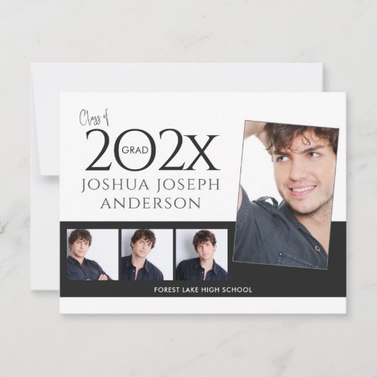 Ausgereifte Abschluss-Fotocollage Schwarz Mitteilungskarte (Vorderseite)