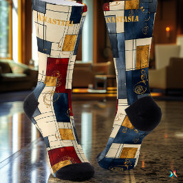 Ausgereifte Abstrakte Socken: Retro Geometric Desi Socken
