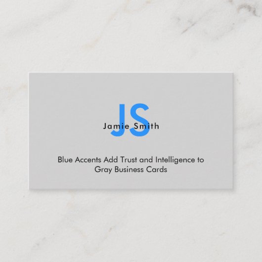 Ausgereifte Blue Initials QR-Code Black & Gray Visitenkarte (Vorderseite)