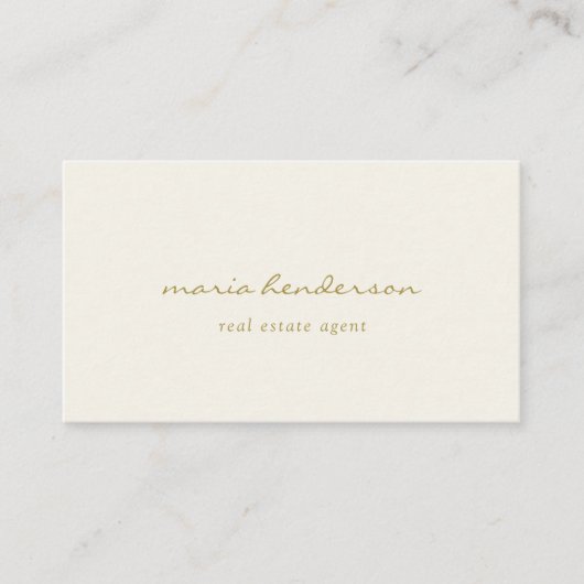 Ausgereifte Cream & Gold Script Monogram Visitenkarte (Vorderseite)