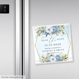 Ausgereifte Dusty Blue Peonies Save the Date Magnet