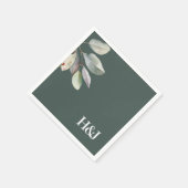 Ausgereifte Eukalyptus-Monogramm-Blätter Serviette (Ecke)