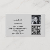 Ausgereifte Foto-Initialen Gray & Black Personal Visitenkarte (Rückseite)