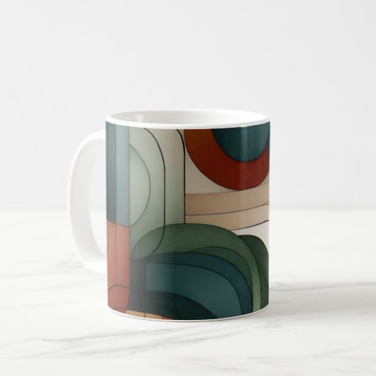 Ausgereifte geometrische Abstrakte - erdige Töne Kaffeetasse (Vorderseite Links)