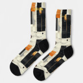 Ausgereifte geometrische Schwarz-Orange-Abstrakt Socken (Linkes Detail)