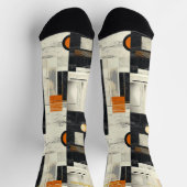 Ausgereifte geometrische Schwarz-Orange-Abstrakt Socken (Oben)