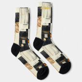 Ausgereifte geometrische Schwarz-Orange-Abstrakt Socken (Rechts)