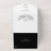 Ausgereifte klassische Script Black & White Weddin All In One Einladung (Außenbereich)