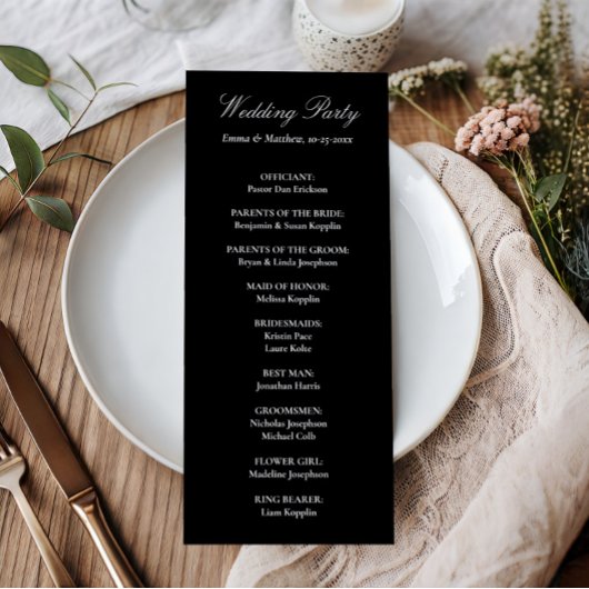 Ausgereifte klassische Script Black & White Weddin Programm
